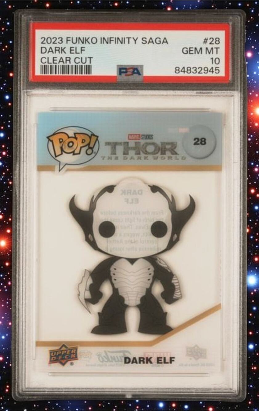 2023 Upper Deck Funko Infinity Saga #28 Dark Elf Clear Cut PSA GEM MINT 10